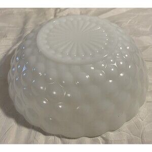 Vintage Anchor Hocking Milk Glass Bubble Serving Bowl 8.5"